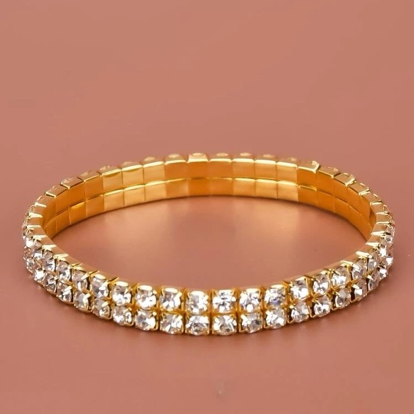 Glamorous Gold/Silver Rhinestone Bracelet - Picture 1 of 12
